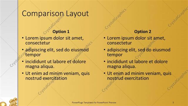 Comparison presentation slide layout