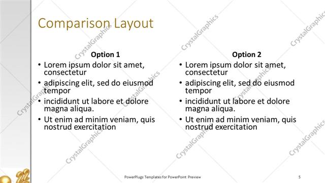 Comparison presentation slide layout