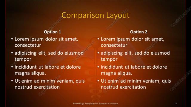 Comparison presentation slide layout