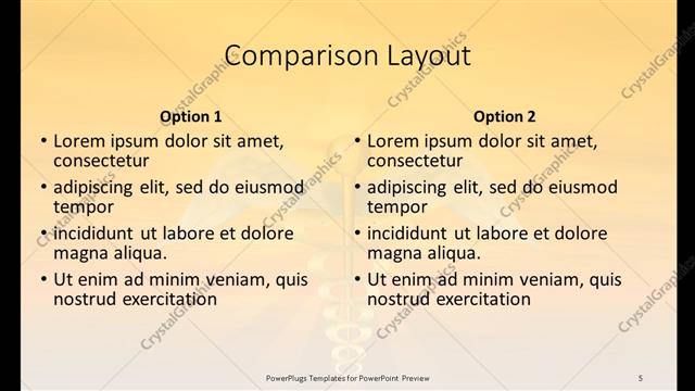 Comparison presentation slide layout