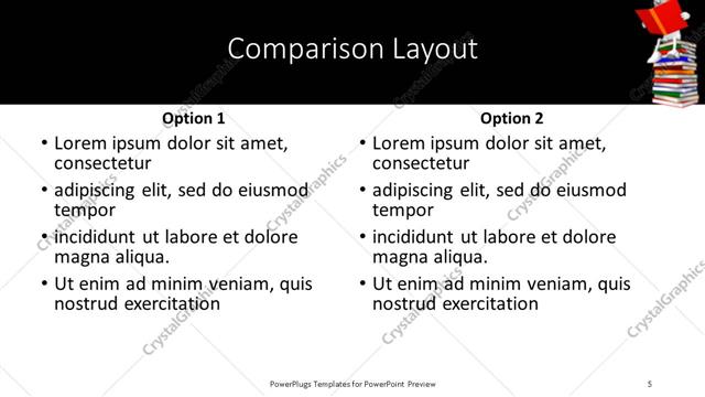 Comparison presentation slide layout