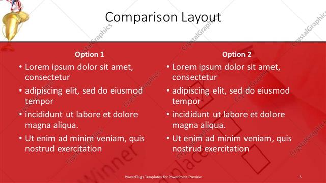 Comparison presentation slide layout