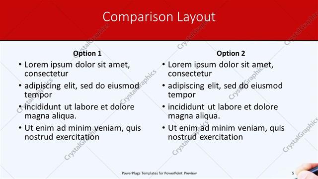 Comparison presentation slide layout