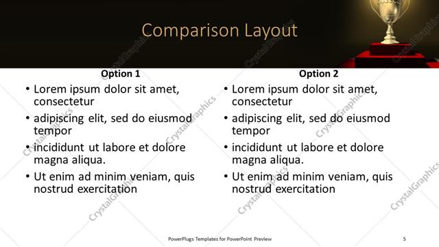 Comparison presentation slide layout