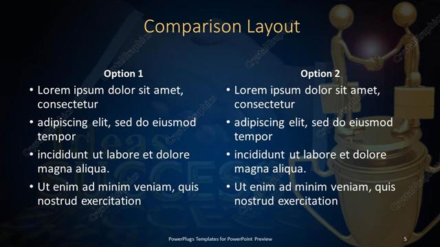 Comparison presentation slide layout