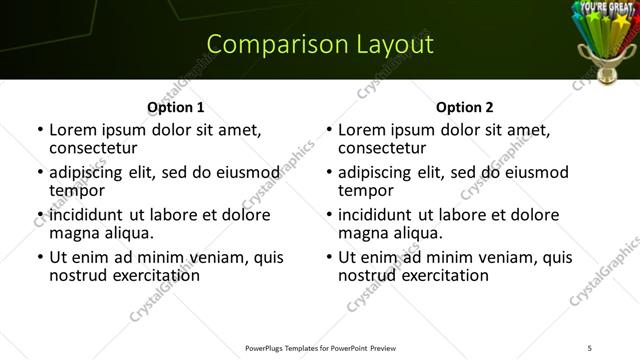 Comparison presentation slide layout