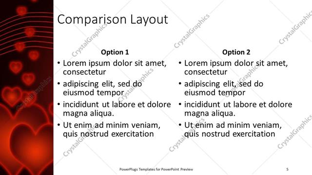 Comparison presentation slide layout