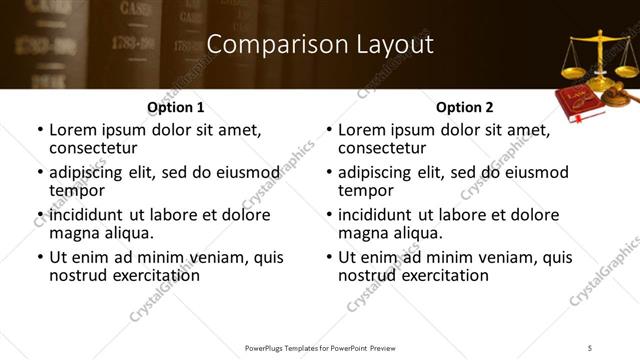 Comparison presentation slide layout