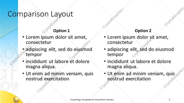 Comparison presentation slide layout