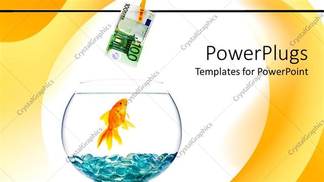  Presentation with bribe - A goldfish in an aquarium and a currency note on top of aquarium