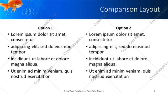 Comparison presentation slide layout