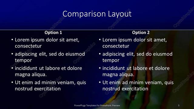 Comparison presentation slide layout