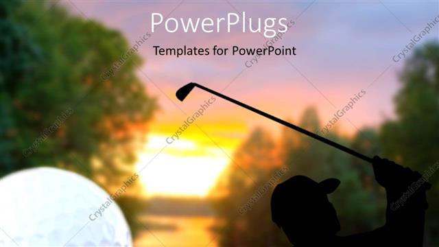  Presentation with course - Golf ball in corner of scene showing silhouette of golfer on course