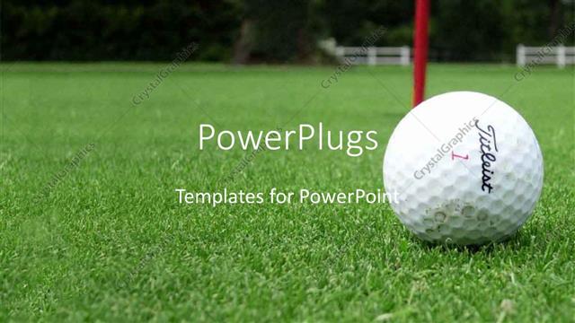  Presentation with golf course - Golf ball next to hole on green golf course