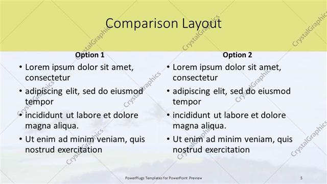 Comparison presentation slide layout