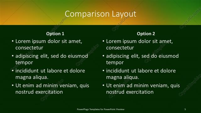 Comparison presentation slide layout