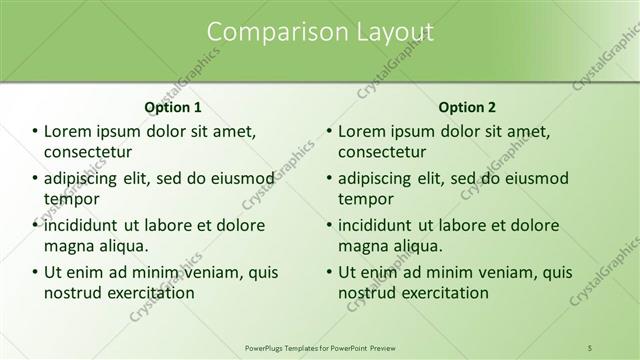 Comparison presentation slide layout