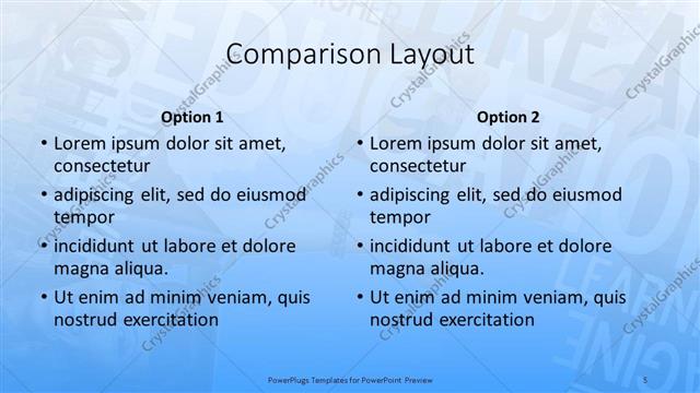Comparison presentation slide layout
