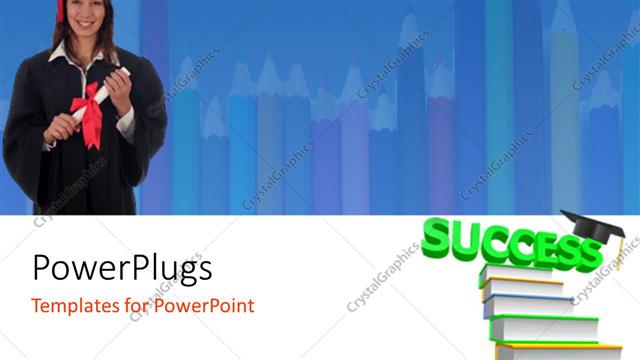  Presentation with pencils - A graduate with the degree and pencils in the background