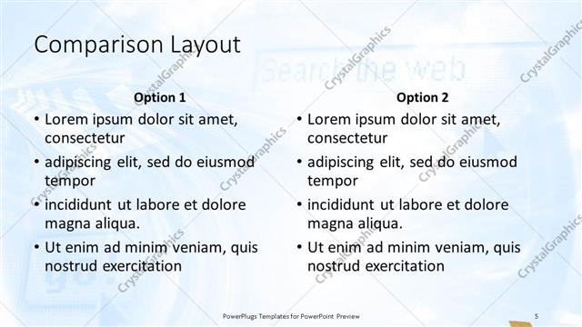 Comparison presentation slide layout