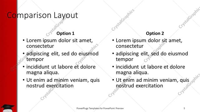 Comparison presentation slide layout