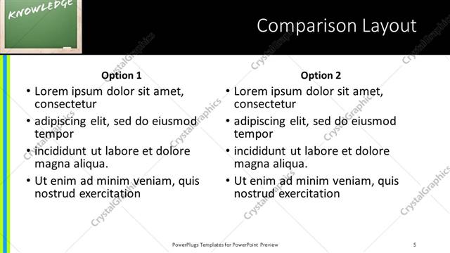 Comparison presentation slide layout