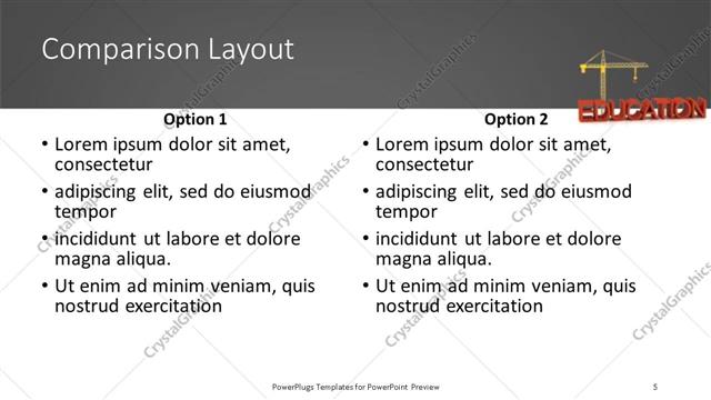 Comparison presentation slide layout