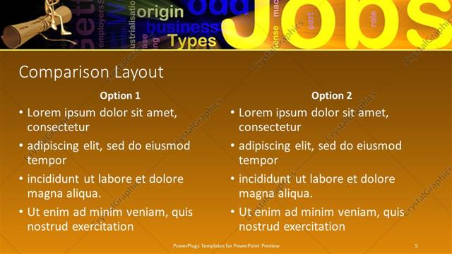 Comparison presentation slide layout