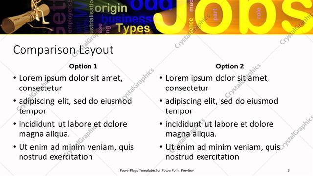 Comparison presentation slide layout