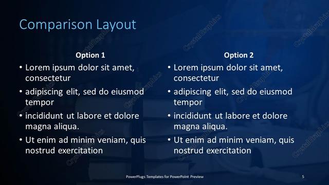 Comparison presentation slide layout
