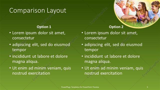 Comparison presentation slide layout