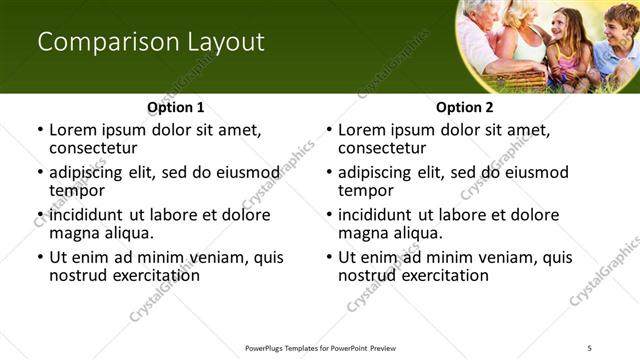 Comparison presentation slide layout