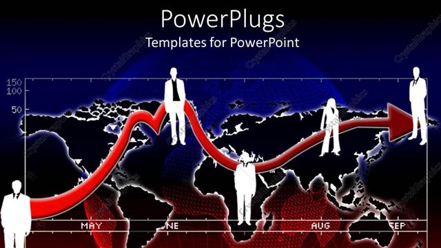  Presentation with map graph - Graph with business men and an arrow on a map