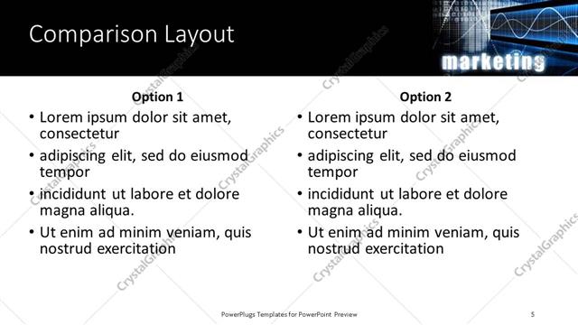 Comparison presentation slide layout