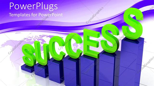  Presentation with success - Graphic chart bars with green success word written on top of bars