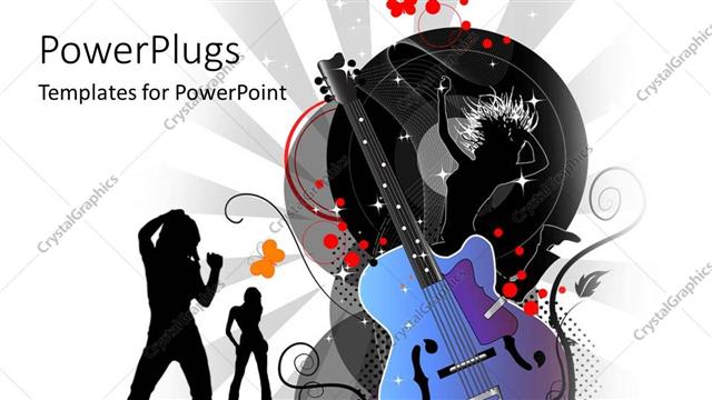  Presentation with females - Graphic depiction of females dancing and a blue guitar
