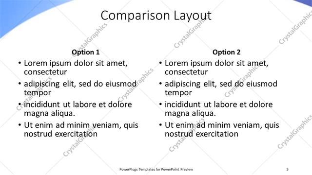Comparison presentation slide layout