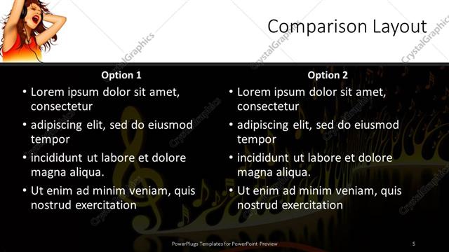 Comparison presentation slide layout