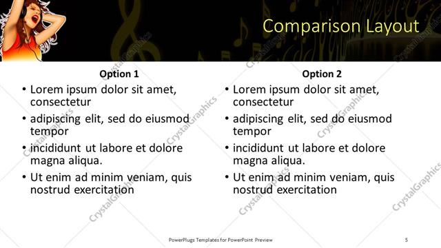 Comparison presentation slide layout