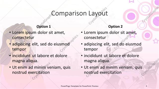 Comparison presentation slide layout