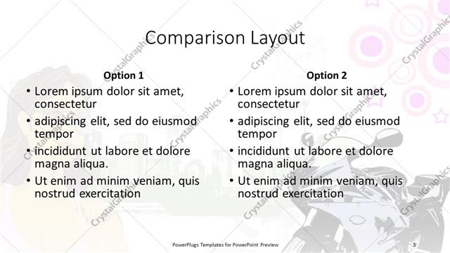 Comparison presentation slide layout