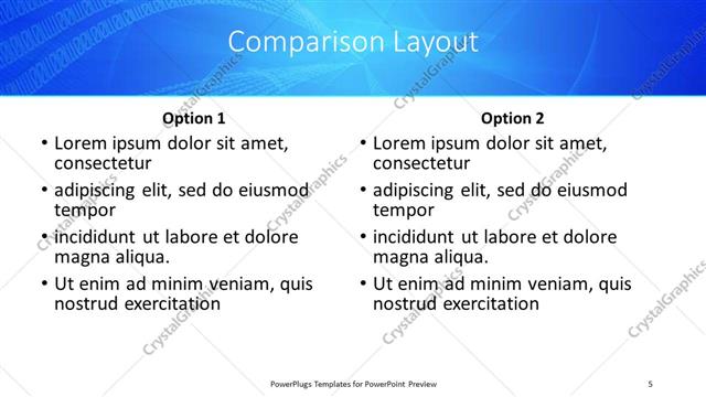 Comparison presentation slide layout