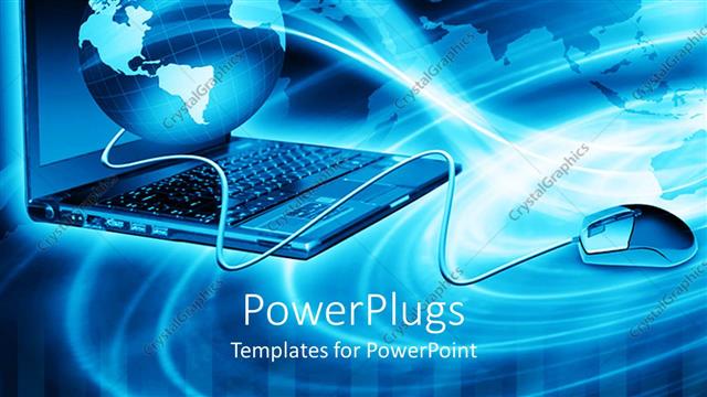 Presentation with global laptop - Graphical depiction of a laptop and a wired mouse