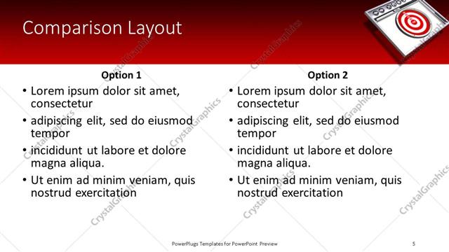 Comparison presentation slide layout