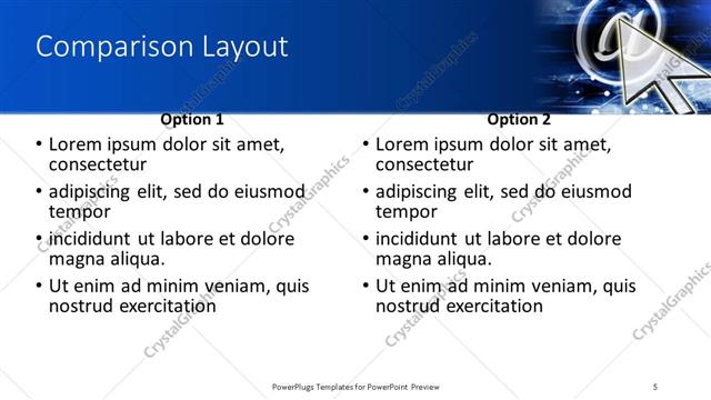 Comparison presentation slide layout