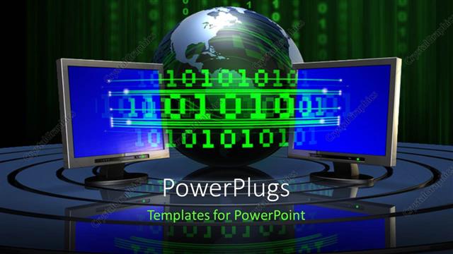  Presentation with data transfer - Graphics of an earth globe and some binary numbers