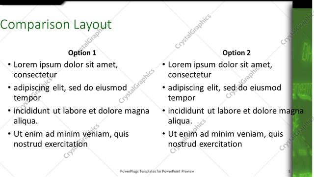 Comparison presentation slide layout