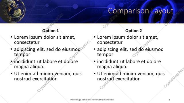 Comparison presentation slide layout