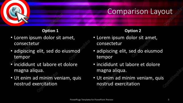 Comparison presentation slide layout