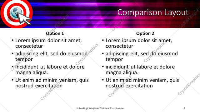 Comparison presentation slide layout